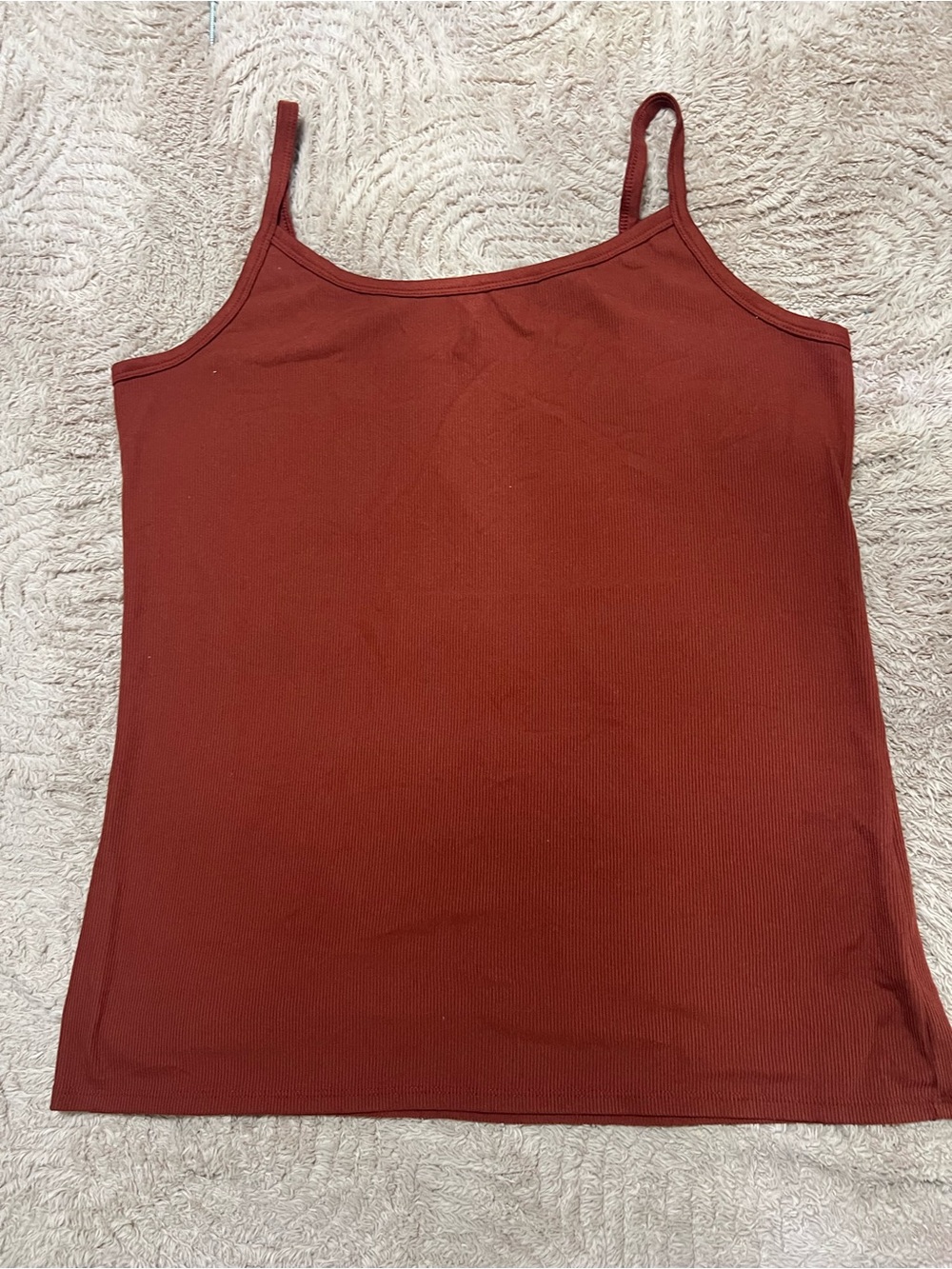 No Boundaries Rust Red Ribbed Camisole Tank
